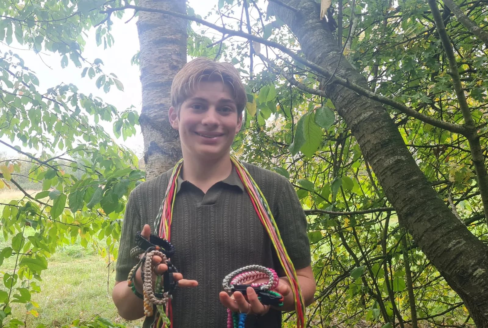 14-year-old Simeon will be showing visitors how to make their own paracord bracelets